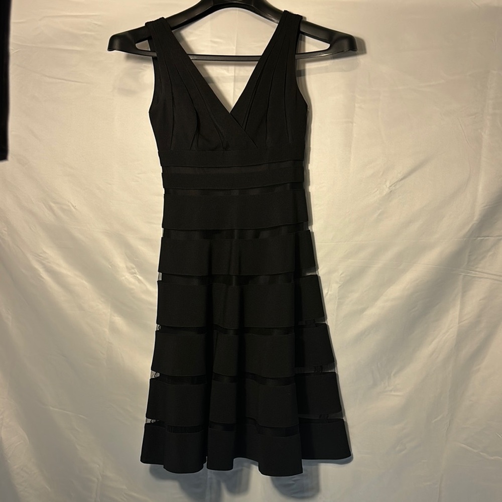 White House Black Market Little Black Dress Midi Fit & Flare Dress Size 00